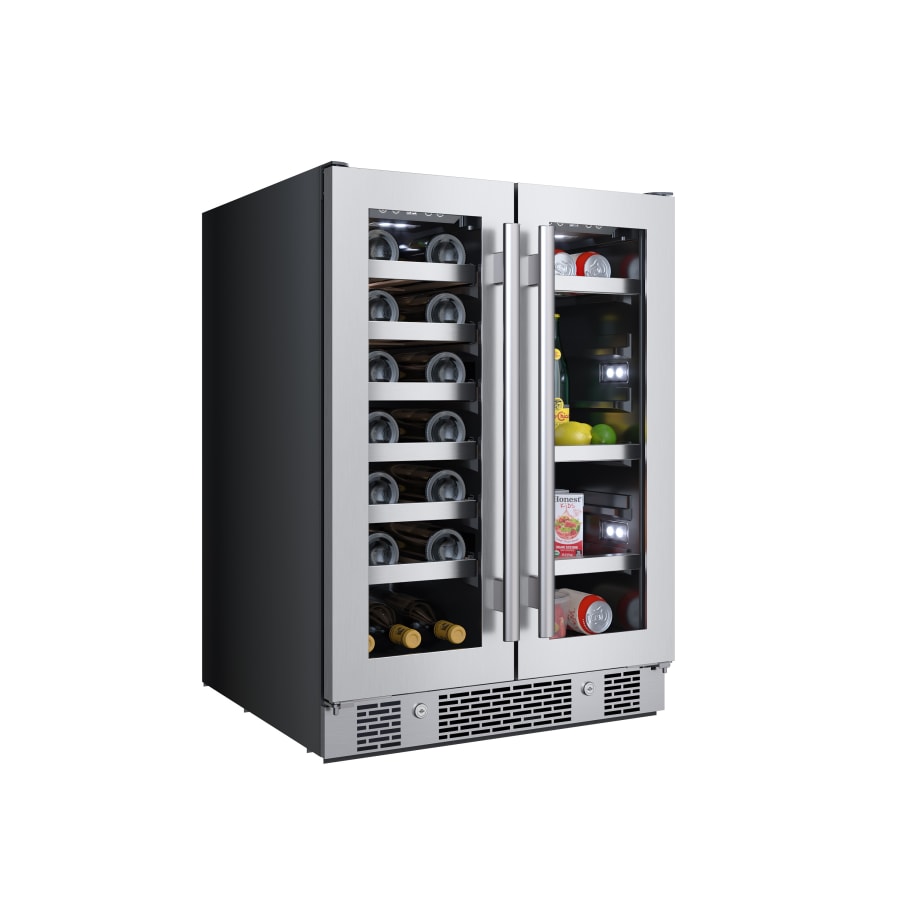Avalon 24 Inch Dual Zone Beverage Center, 21 Bottles and 64 Cans Capacity with LED Lighting