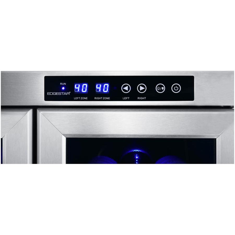 EdgeStar 24 Inch Wide 36 Bottle Built-In Wine Cooler with Dual Cooling Zones and French Doors